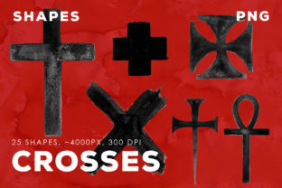 25 Crosses Ink Shapes