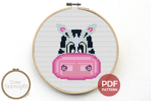 Cartoon Zebra Face Modern Cross Stitch