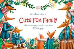 Cute Fox Family Clip Art Set