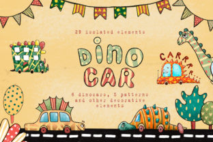 Dino Car Clip Art Set