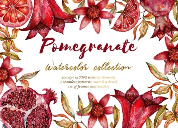 Floral Collection of Pomegranate: A Versatile Design Resource for Creative Projects