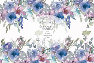 Pastel Blue and Mauve Floral Bouquet Clipart