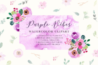 Purple Vibes Watercolor Floral Clipart