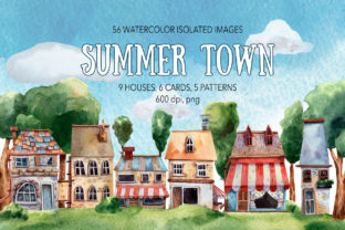 Summer Town - Watercolor Clip Art Set