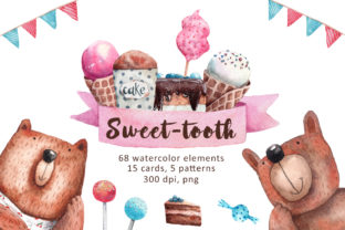 Sweet-Tooth Watercolor Clip Art Set
